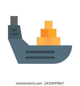 Cargo Ship Vector Flat Icon For Personal And Commercial Use.
