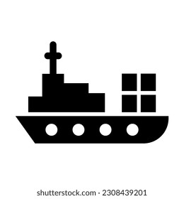 Cargo Ship Vector Glyph Icon For Personal And Commercial Use.
