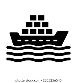 Cargo Ship Vector Glyph Icon For Personal And Commercial Use.

