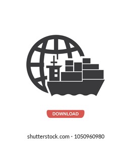 Cargo ship vector icon 