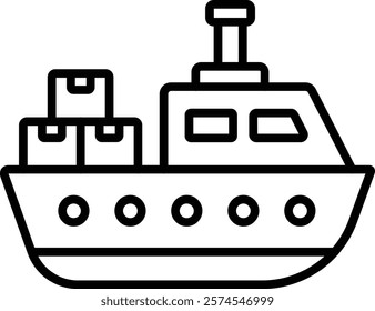 Cargo Ship vector icon. Can be used for printing, mobile and web applications.