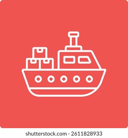 Cargo Ship vector icon. Can be used for printing, mobile and web applications.