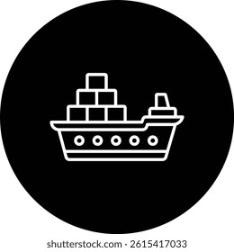 Cargo Ship vector icon. Can be used for printing, mobile and web applications.