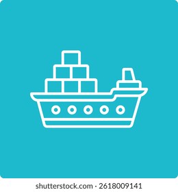 Icono de Vector de barco de carga. Se puede utilizar para aplicaciones de impresión, móviles y de Web.