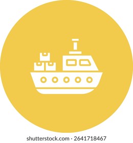 Cargo Ship vector icon. Can be used for printing, mobile and web applications.