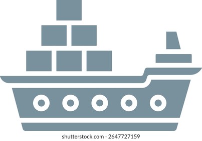 Icono de Vector de barco de carga. Se puede utilizar para aplicaciones de impresión, móviles y de Web.
