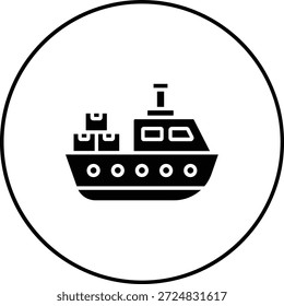 Cargo Ship vector icon. Can be used for printing, mobile and web applications.
