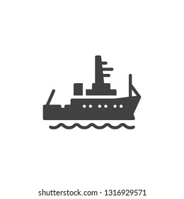 Cargo ship vector icon. filled flat sign for mobile concept and web design. Logistics, Transportation ship simple glyph icon. Symbol, logo illustration. Pixel perfect vector graphics