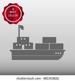 Cargo Ship Vector Icon Illustration