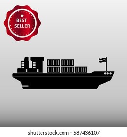 Cargo Ship Vector Icon Illustration