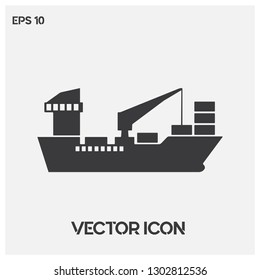 Cargo ship vector icon illustration.Light backround.Premium quality.