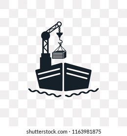 Cargo ship vector icon isolated on transparent background, Cargo ship logo concept