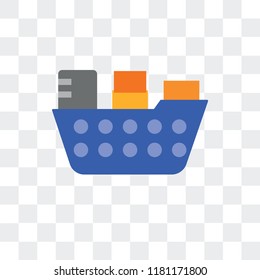 Cargo ship vector icon isolated on transparent background, Cargo ship logo concept