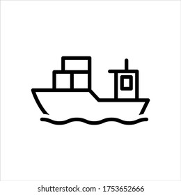 Cargo ship vector icon on white background