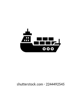 cargo ship vector icon. transportation icon glyph style. perfect use for logo, presentation, website, and more. simple modern icon design solid style
