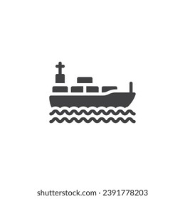 Cargo ship vector icon. Cargo vessel filled flat sign for mobile concept and web design. Bulk carrier glyph icon. Symbol, logo illustration. Vector graphics