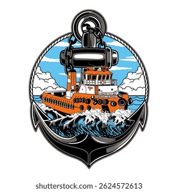 cargo ship vector illustration art image