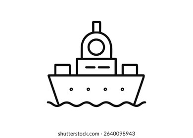 Cargo Ship Vector Illustration Maritime Transport Vessel Graphic Design Outline