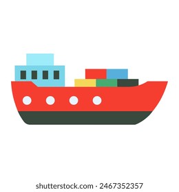 Cargo ship vector illustration. Simple and minimalistic cargo ship icon