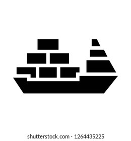 Cargo ship vector illustration, Watercraft solid design icon