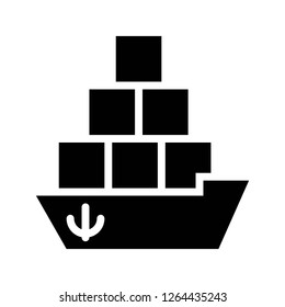 Cargo ship vector illustration, Watercraft solid design icon