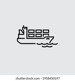 Cargo Ship Vector Line Icon