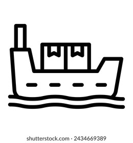 Diseño de iconos de línea de vectores de buque de carga