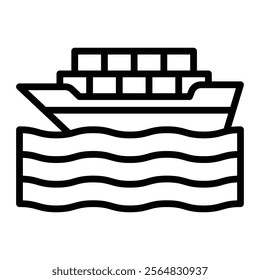 Cargo Ship Vector Line Icon Design