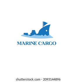 Cargo ship vector minimalist logo or illustration 