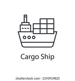 Cargo Ship vector outline Icon Design illustration. Miscellaneous Symbol on White background EPS 10 File