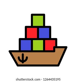Cargo ship vector, Watercraft filled design icon editable outline