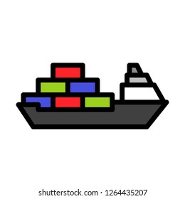 Cargo ship vector, Watercraft filled design icon editable outline