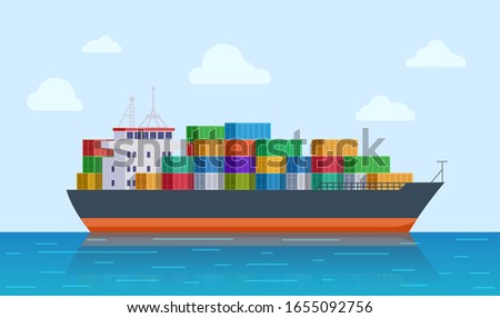 Similar – Image, Stock Photo A container ship at sea