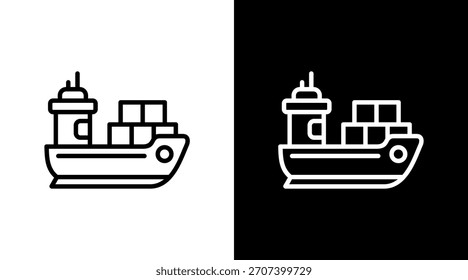 Diseño de conjunto de iconos blancos de barco de carga