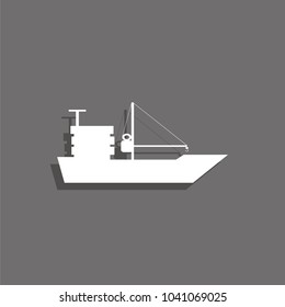 Cargo ship. White vector icon 