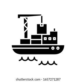 Cargo shipment black icon, concept illustration, vector flat symbol, glyph sign.
