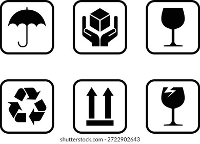 Cargo shipment label icon set