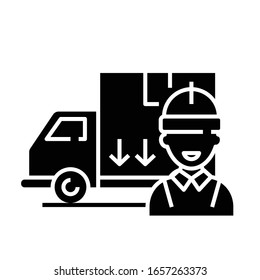 Cargo shipper black icon, concept illustration, vector flat symbol, glyph sign.