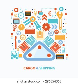 Cargo and shipping concept design on white background,clean vector