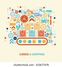 Cargo and shipping concept design on old background,clean vector