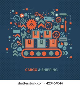 Cargo and shipping concept design on dark background,vector