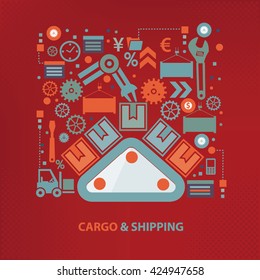 Cargo and shipping concept design on red background,vector