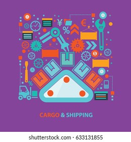 Cargo and shipping concept design,clean vector