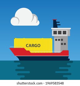 Cargo shipping with container isolated on background vector illustration.
