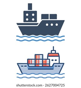 Vector de barco de contenedor de envío de carga