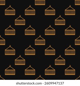 Cargo Shipping Container vector seamless pattern in outline style