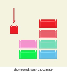 Cargo Shipping With Containers Icon, Vector