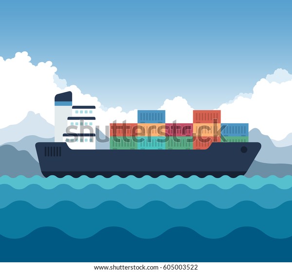 Vektor Stok Cargo Shipping Containers Icon Vector Illustration (Tanpa ...