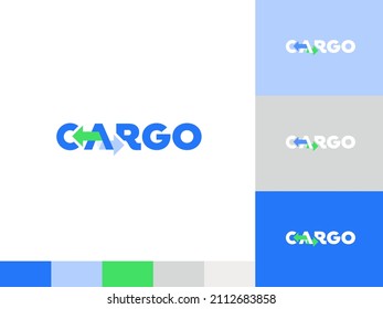 cargo shipping corporation branding identity logo guideline template with corporate colour palette and logotype variations