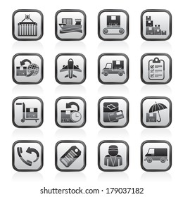 Cargo, shipping and delivery icons - vector icon set